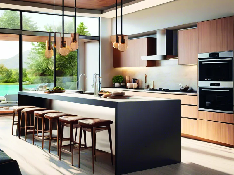 Plan de travail en céramique résistant dans une cuisine en bois