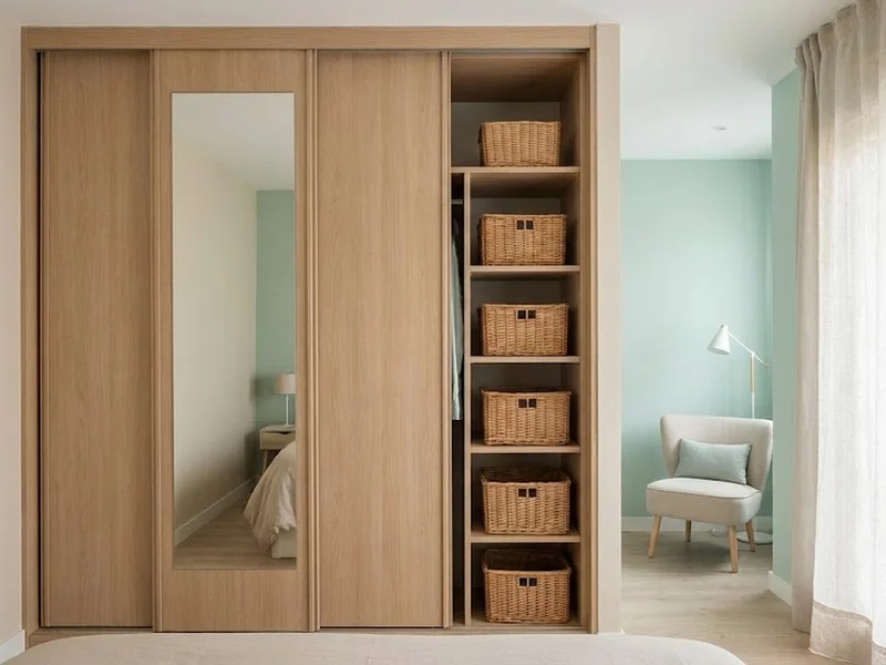 Aménagement d'un dressing personnalisé dans une petite chambre avec portes coulissantes