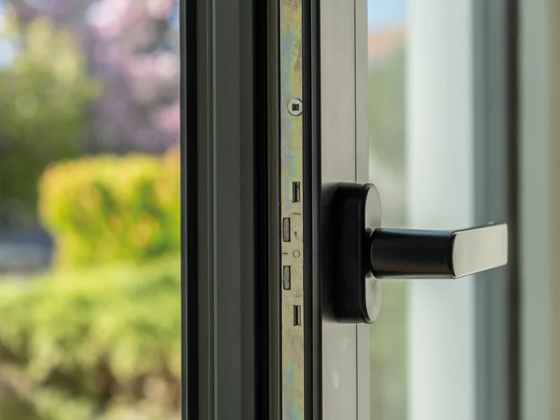 Fenêtre coulissante aluminium et jalousies pour une chambre aérée