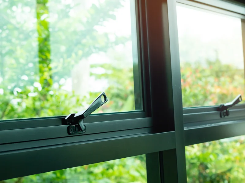 Porte d'entrée aluminium design avec oculus original à La Réunion