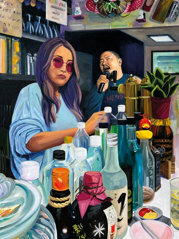 Aurélie Quentin peignant des scènes de vie tropicales à La Réunion