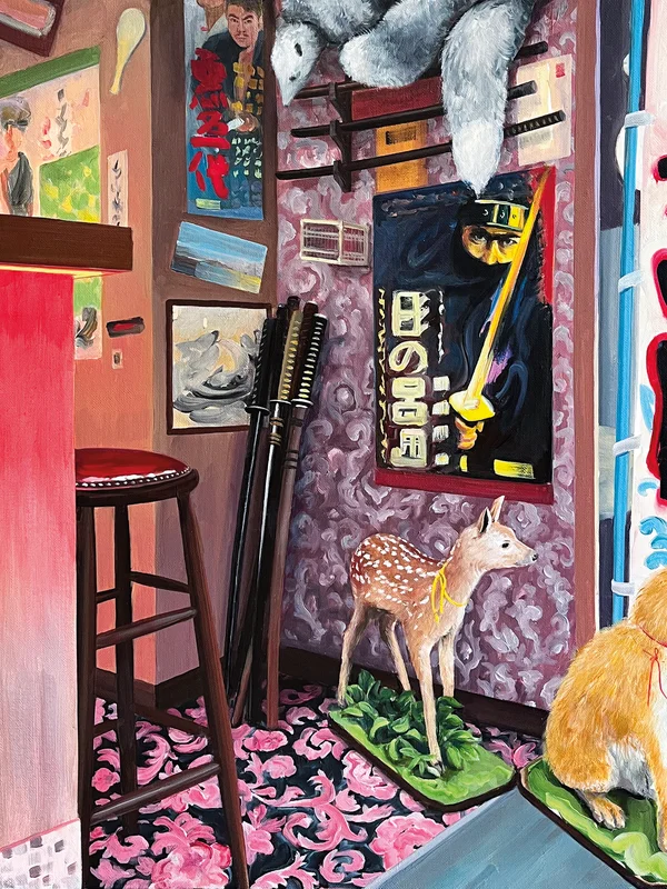 Tableau d'Aurélie Quentin représentant une scène de 'Hashigo' artistique