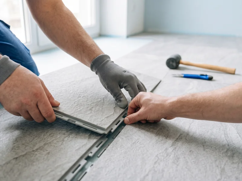 Démonstration de pose facile de carrelage clipsable par un bricoleur