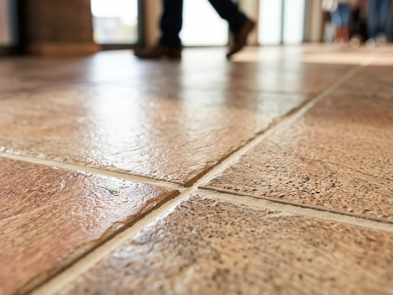 Application de joint sur un sol en carrelage clipsable pour renforcer